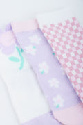 Floral and Check Pattern Socks (1)