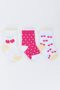 3 Pack Cherry Print Socks
