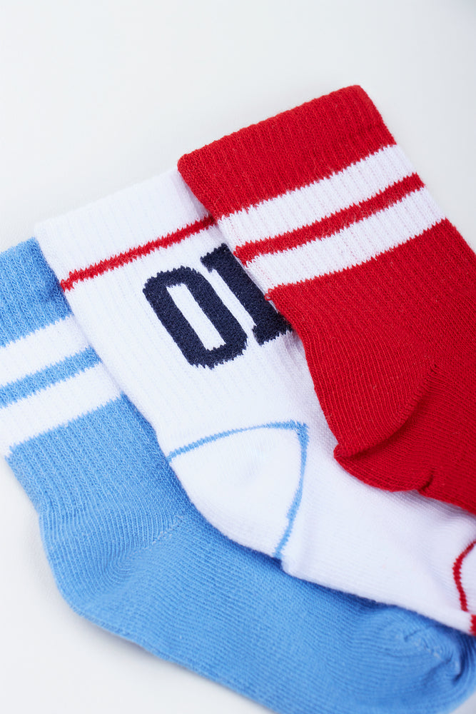 Striped and Numbered 3 Pack Socks (1)