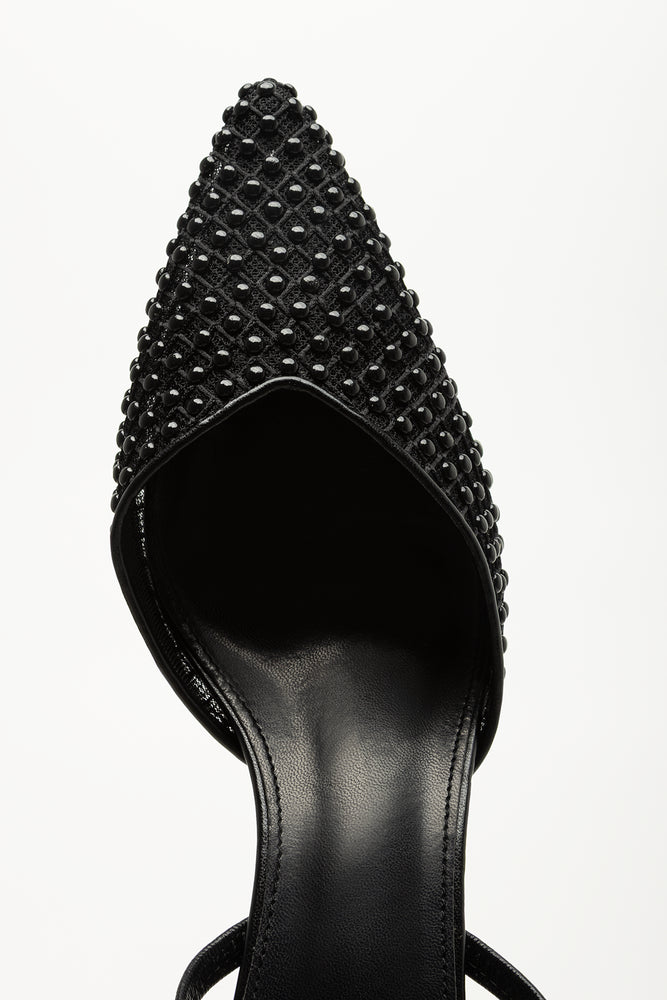 Black Embellished Kitten Heel Slingbacks (4)