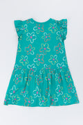 Green Daisy Print Frill Dress (2)