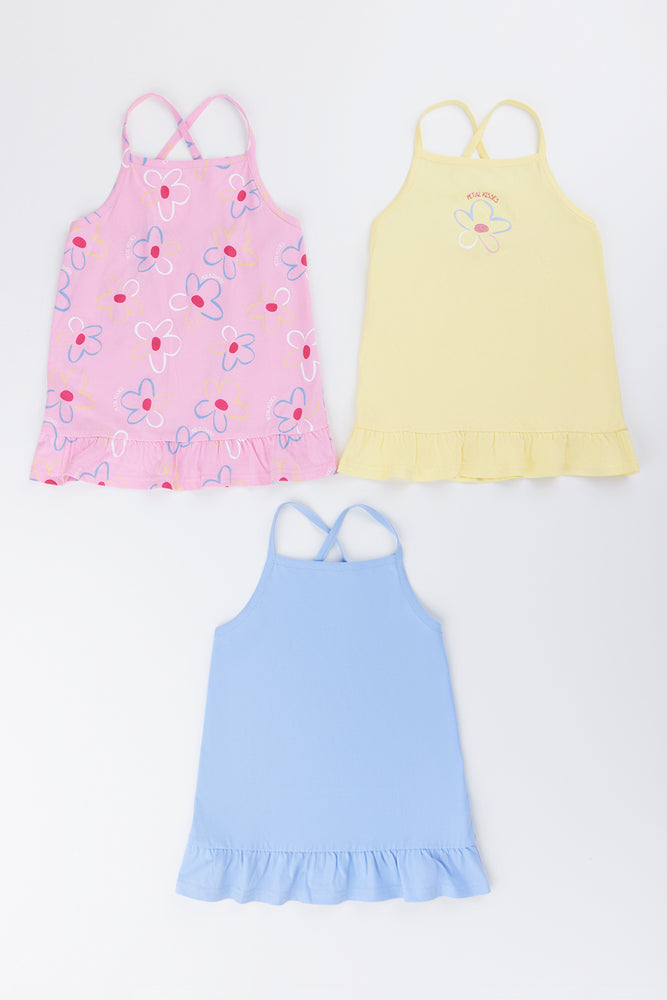 3 Pack Daisy Print Vest Set