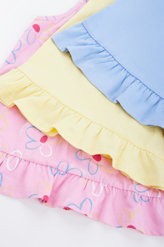 3 Pack Daisy Print Vest Set (1)
