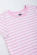Pink Striped Cotton Crewneck T-Shirt (1)