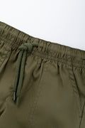 Khaki Poplin Drawstring Shorts (1)