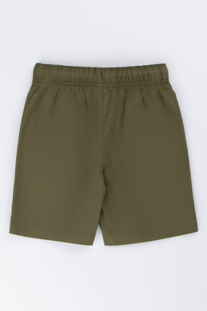 Khaki Poplin Drawstring Shorts (2)