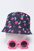 Tulip Print Bucket Hat & Sunglasses Set
