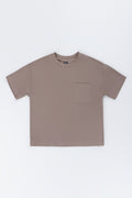 Brown Textured Pocket T-Shirt