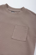 Brown Textured Pocket T-Shirt (1)