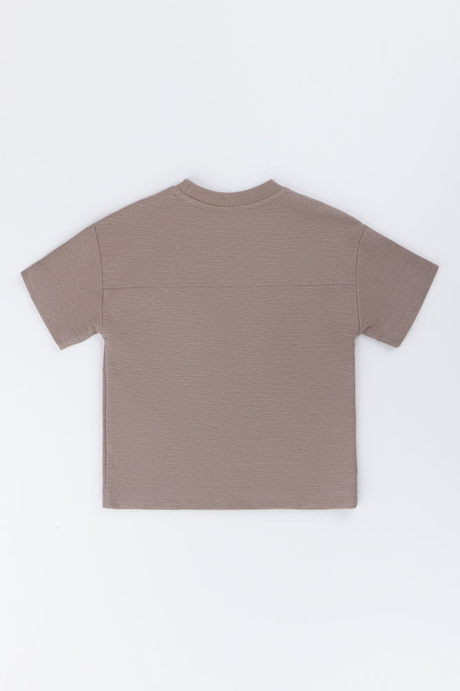 Brown Textured Pocket T-Shirt (2)