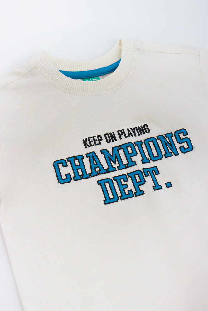 Cream Short Sleeve Champions T-Shirt (1)