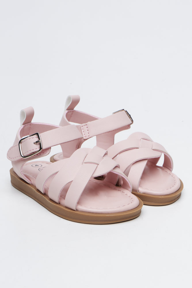 Pink Woven Strap Fashion Sandals