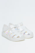 White Floral Fisherman Jelly Sandals