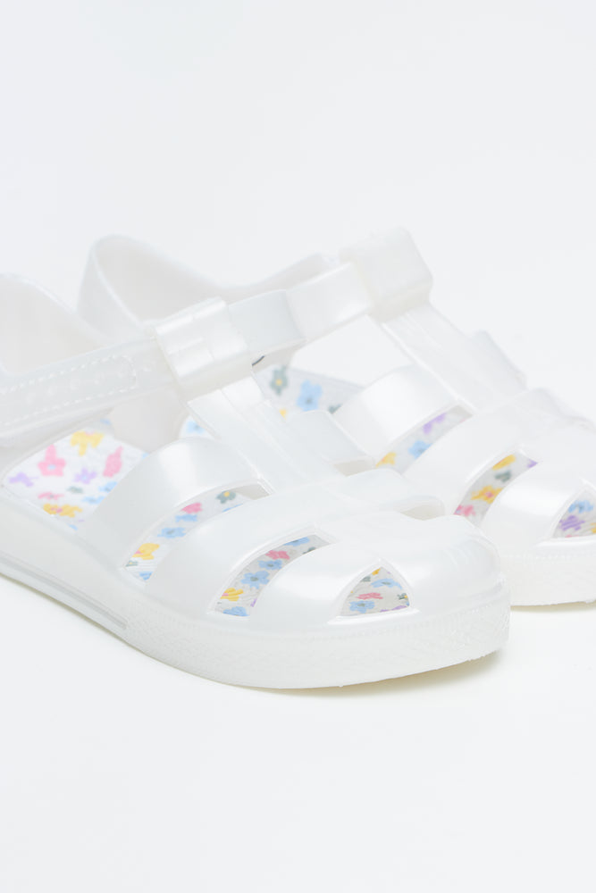 White Floral Fisherman Jelly Sandals (2)