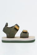 Olive Green Striped Double-Strap Sandals (1)