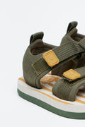 Olive Green Striped Double-Strap Sandals (3)