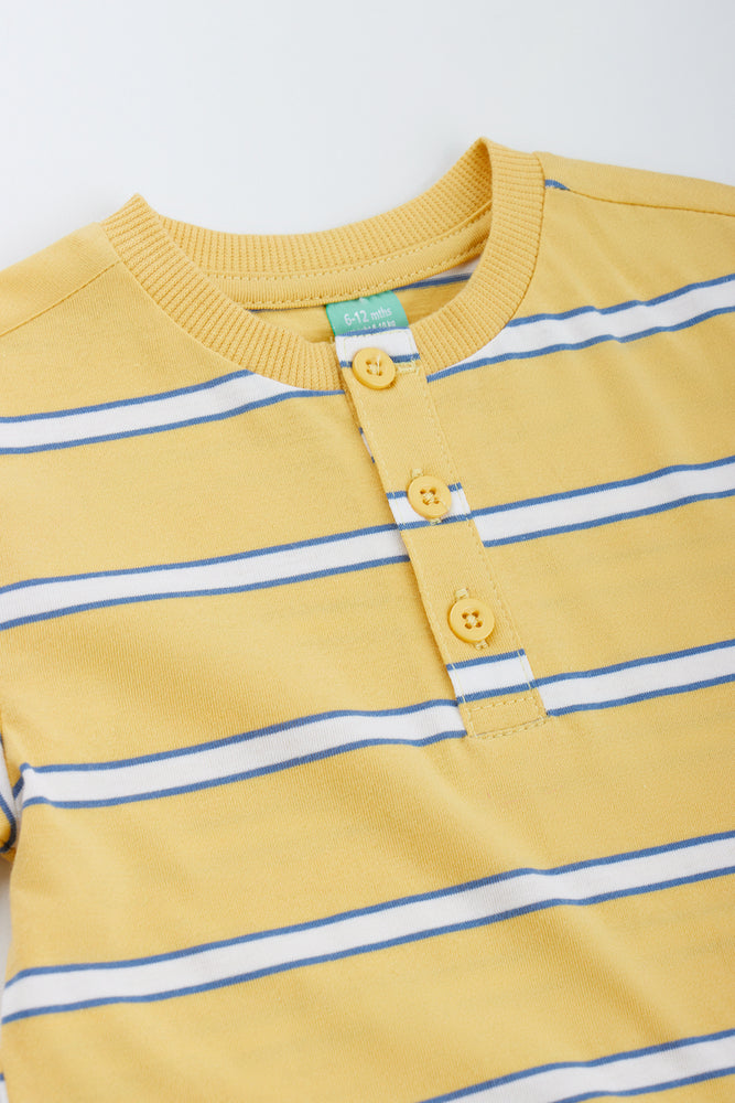 Yellow Stripe Henley T-Shirt (1)