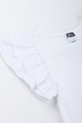 White Ribbed Frill Sleeve Top (1)