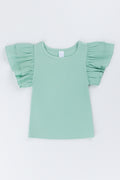 Sage Ribbed Frill Sleeve Top