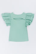 Sage Ribbed Frill Sleeve Top (2)