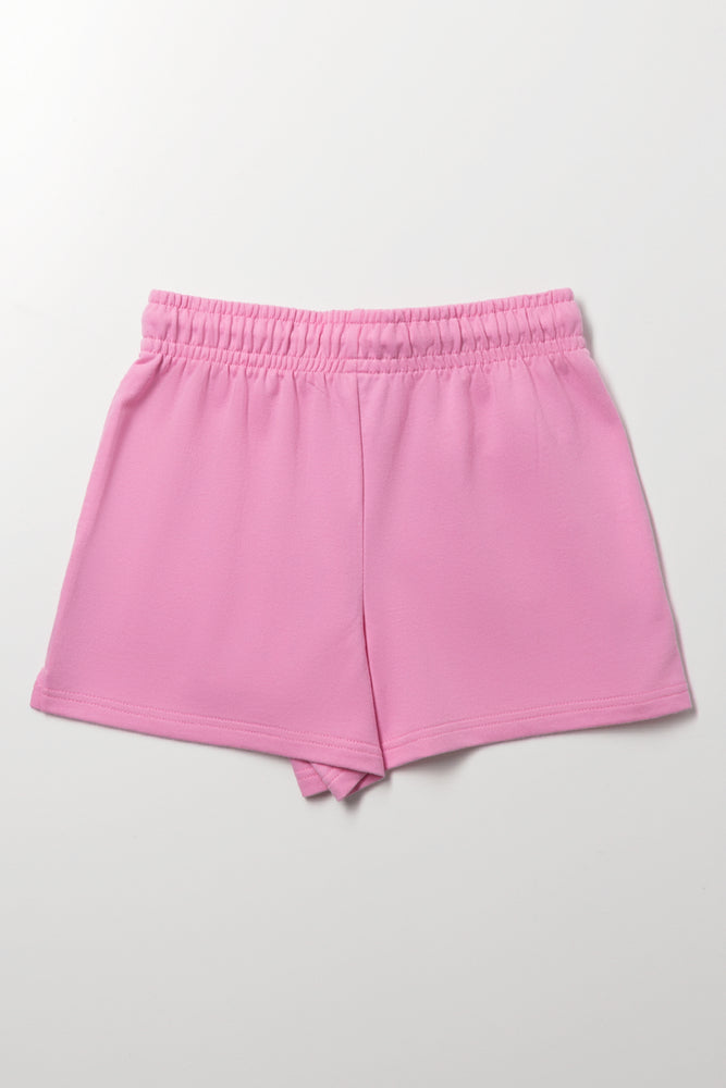 Pink No Drama Fleece Shorts (2)
