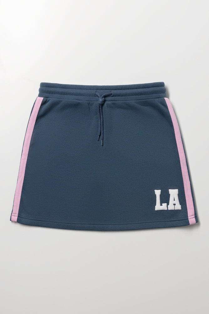 Blue Fleece LA Print Skirt