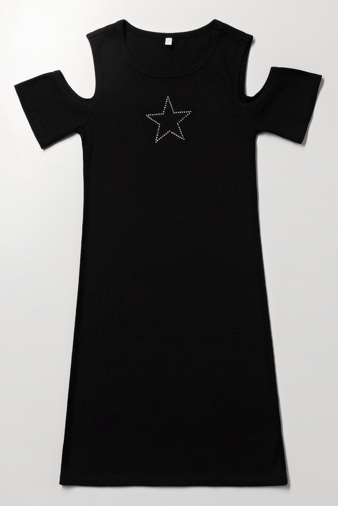 Black Cold Shoulder Star Dress