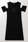 Black Cold Shoulder Star Dress