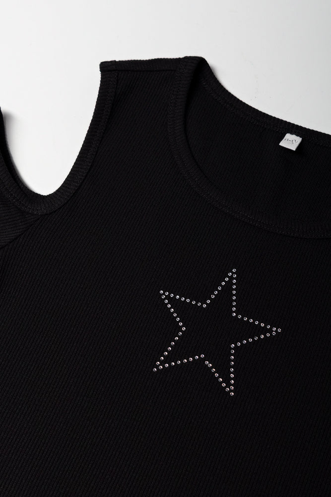 Black Cold Shoulder Star Dress (1)