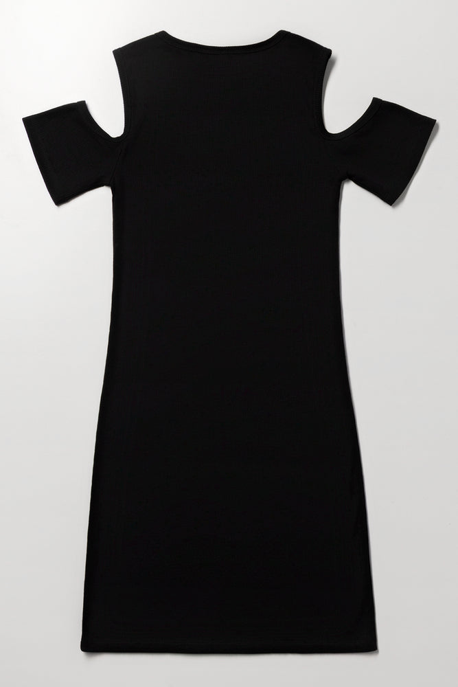 Black Cold Shoulder Star Dress (2)