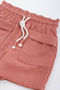 Rust Brown Woven Linen Shorts (1)