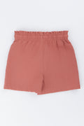 Rust Brown Woven Linen Shorts (2)