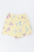 Yellow Bow Print Fleece Shorts (2)