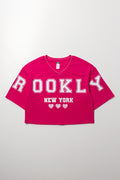 Fuchsia Brooklyn Crop Sports Tee