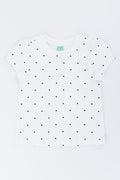 White Spotted Puff Sleeve T-Shirt