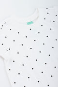 White Spotted Puff Sleeve T-Shirt (1)