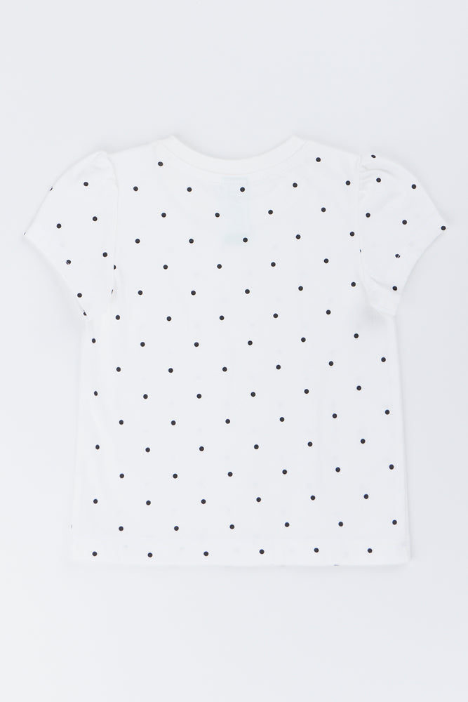 White Spotted Puff Sleeve T-Shirt (2)
