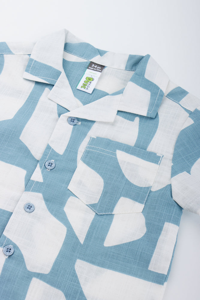 Blue Abstract Print Resort Shirt (1)