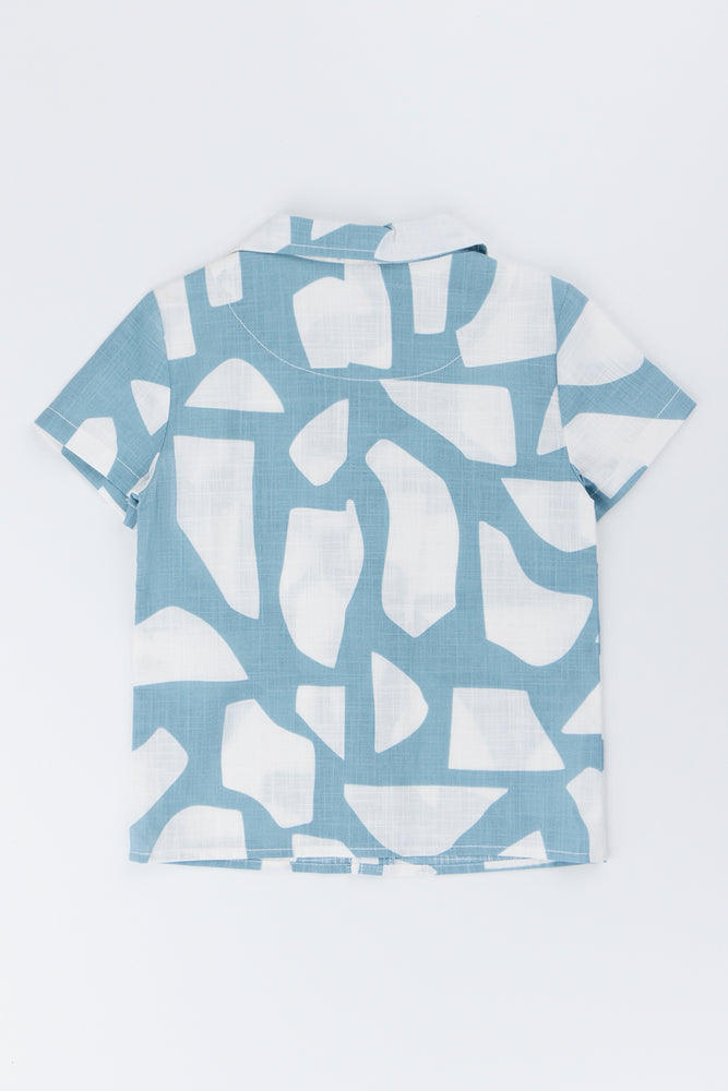 Blue Abstract Print Resort Shirt (2)