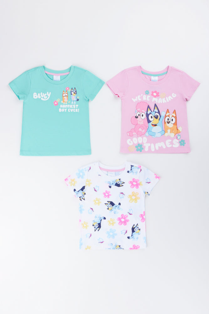 3 Pack Bluey Character Print T-Shirt