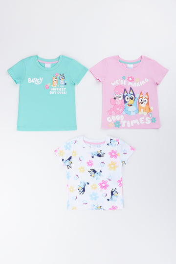 3 Pack Bluey Character Print T-Shirt