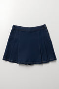 Pleated Denim Skort