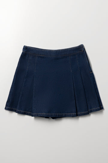 Pleated Denim Skort
