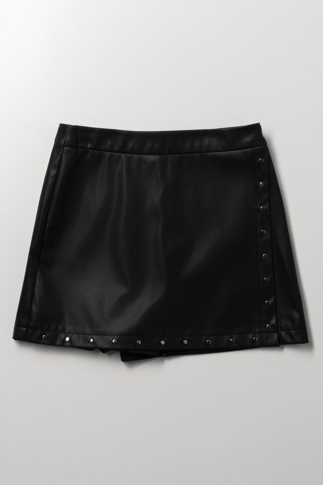 Black Stud Detail Faux Skort