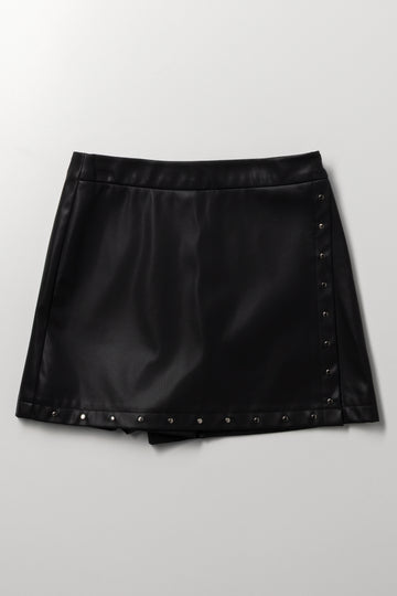 Black Stud Detail Faux Skort