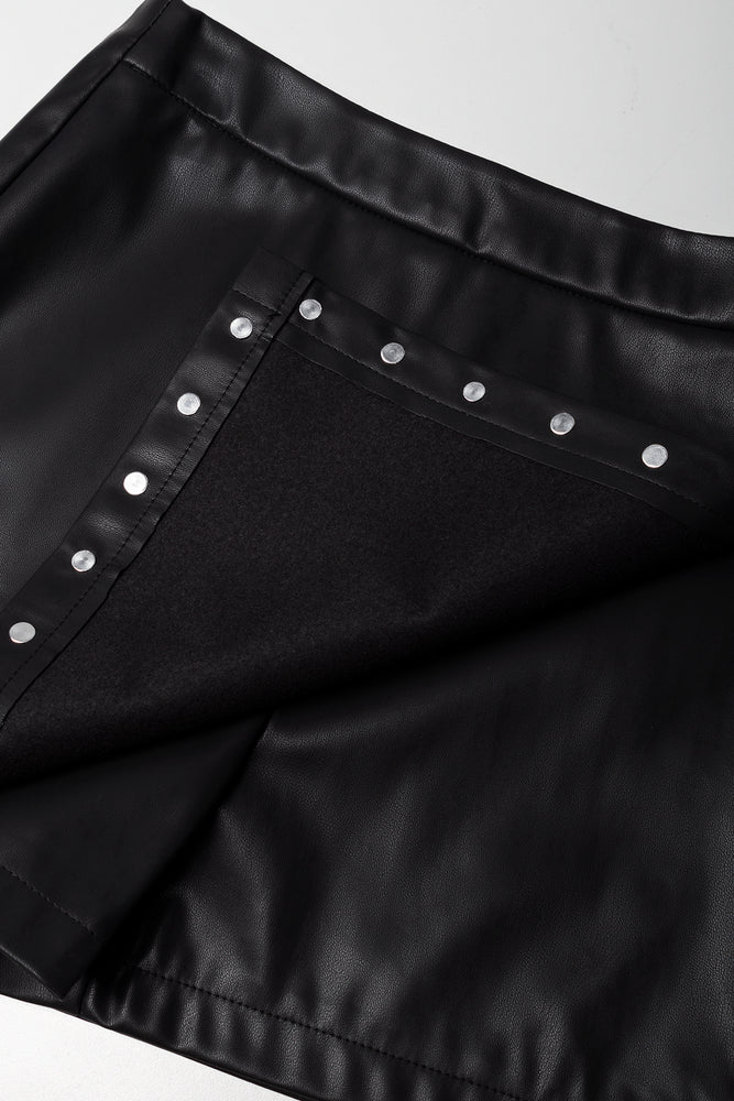 Black Stud Detail Faux Skort (1)