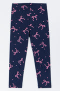 Navy Bow Print Leggings