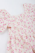 Cream Floral Puff Sleeve Dress (1)