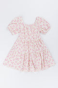 Cream Floral Puff Sleeve Dress (2)