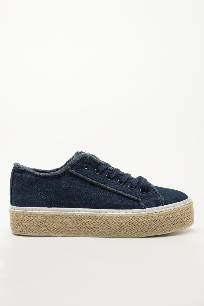 Navy Denim Platform Sneakers (1)